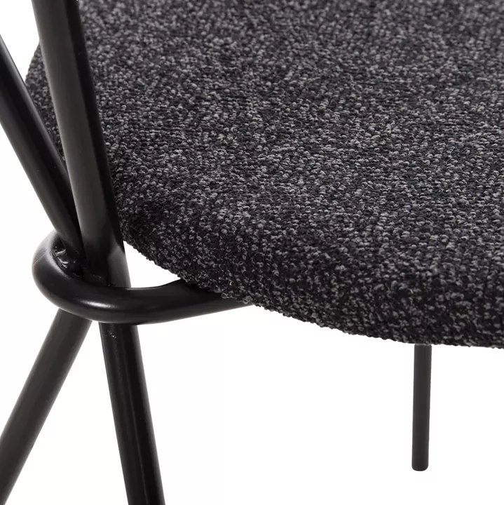 DINING SET 5PCS BROLIN HM21200 MDF TOP & METAL IN BLACK--DARK GREY FABRIC