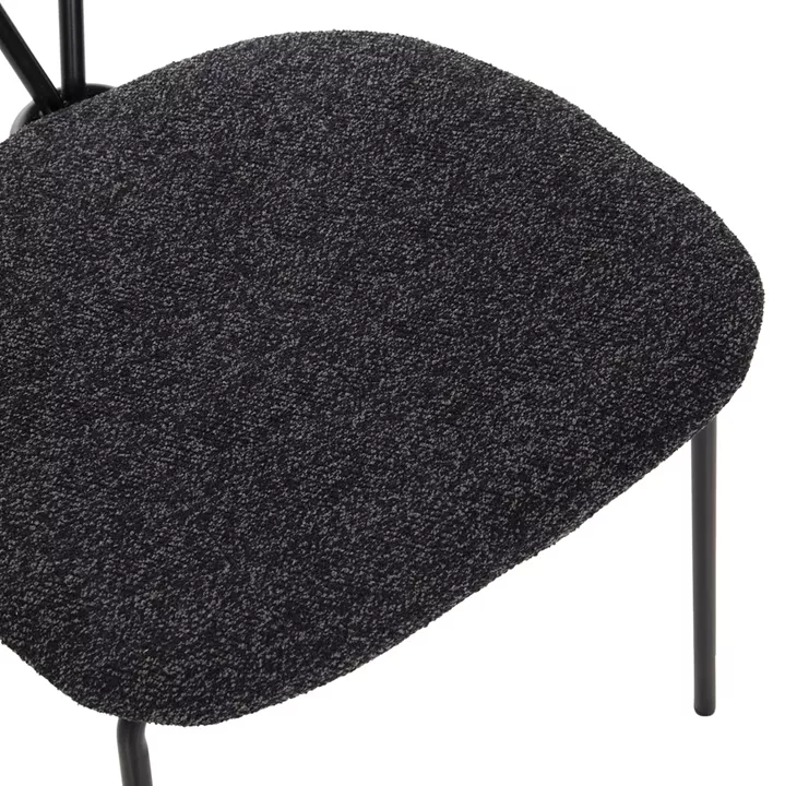 DINING SET 5PCS BROLIN HM21200 MDF TOP & METAL IN BLACK--DARK GREY FABRIC