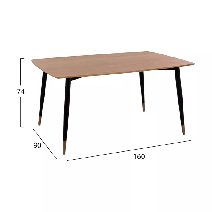 DINING SET 5PCS JOLIE HM11198.08 MDF TOP--VELVET IN BLUE & METAL IN BLACK