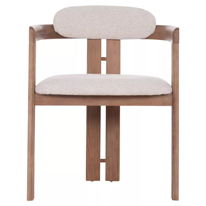 DINING CHAIR KALL HM18247.01 BEIGE FABRIC--MATTE WHITEWASH PLYWOOD 56x45x73Hcm.