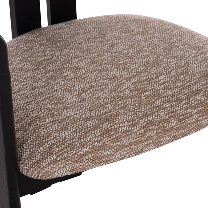 DINING CHAIR KALL HM18247.02 BROWN FABRIC--PLYWOOD IN BLACK 56x45x73Hcm.