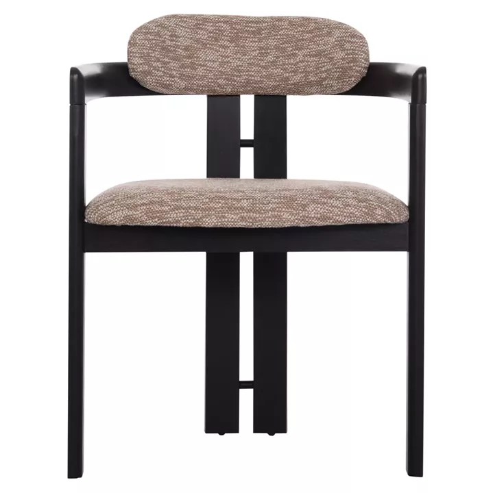 DINING CHAIR KALL HM18247.02 BROWN FABRIC--PLYWOOD IN BLACK 56x45x73Hcm.