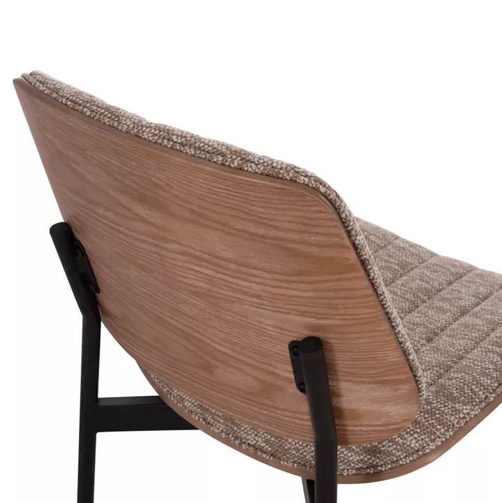 DINING CHAIR CONTI HM9983.01 BLACK METAL--BROWN FABRIC 49x56x82Hcm.