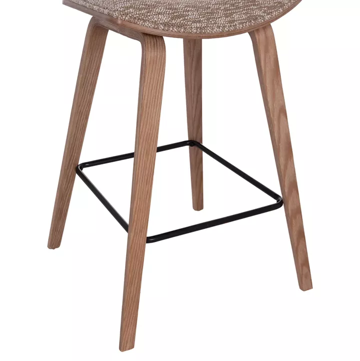 BAR STOOL MED.HEIGHT INOVER HM9984.01 PLYWOOD IN WHITEWASH--BROWN FABRIC 50x48x90Hcm.