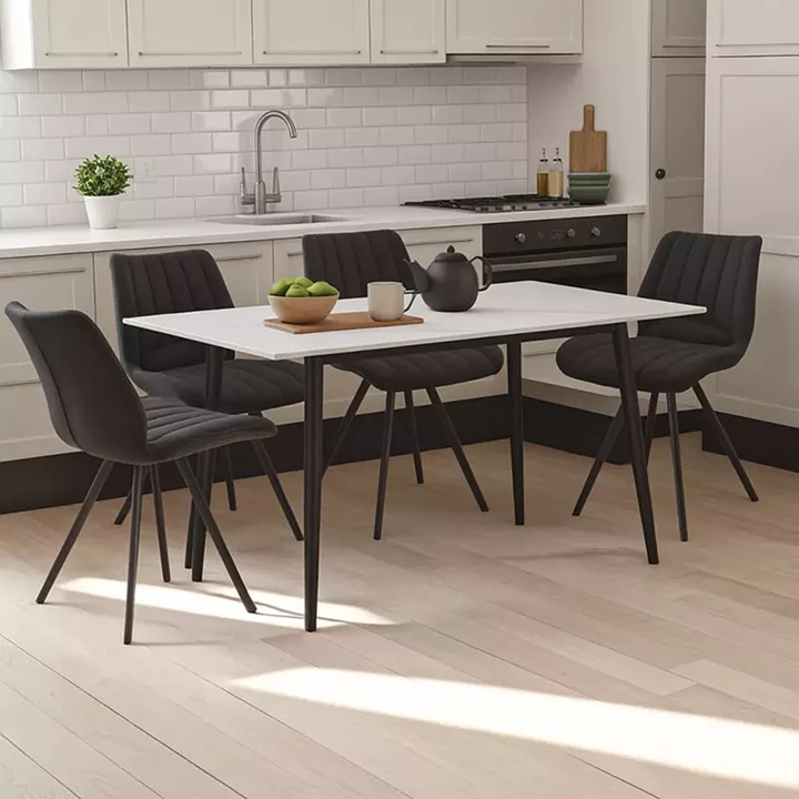 Sabia-Gustas pakoworld dining table set of 5 sintered stone-black-anthracite 120x60x75cm
