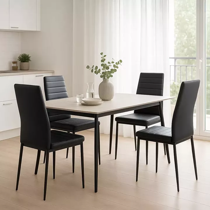 Parker-Gustas pakoworld dining table set of 5 sintered stone-black-anthracite 120x60x75cm