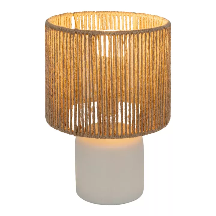 Table lamp Leyda pakoworld ceramic in white-natural color D16x24cm