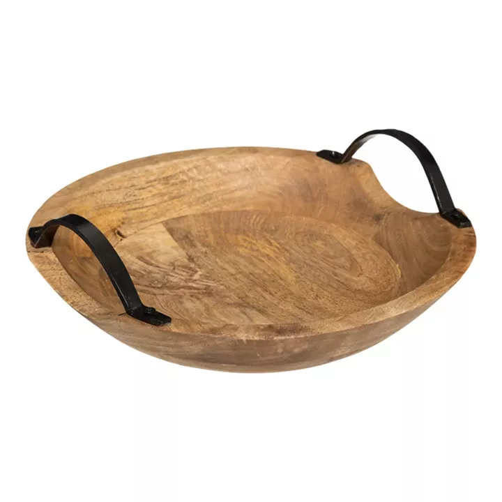 Deco tray Evria pakoworld mango wood in natural color 30x30x8cm
