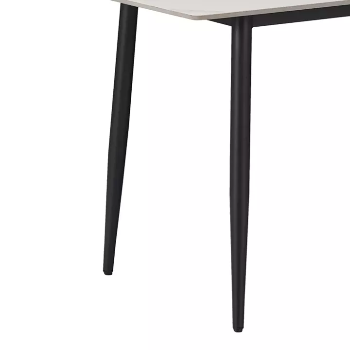 Gustas-Giselle pakoworld dining set 5pcs white marble sintered stone-black velvet 120x60x75cm
