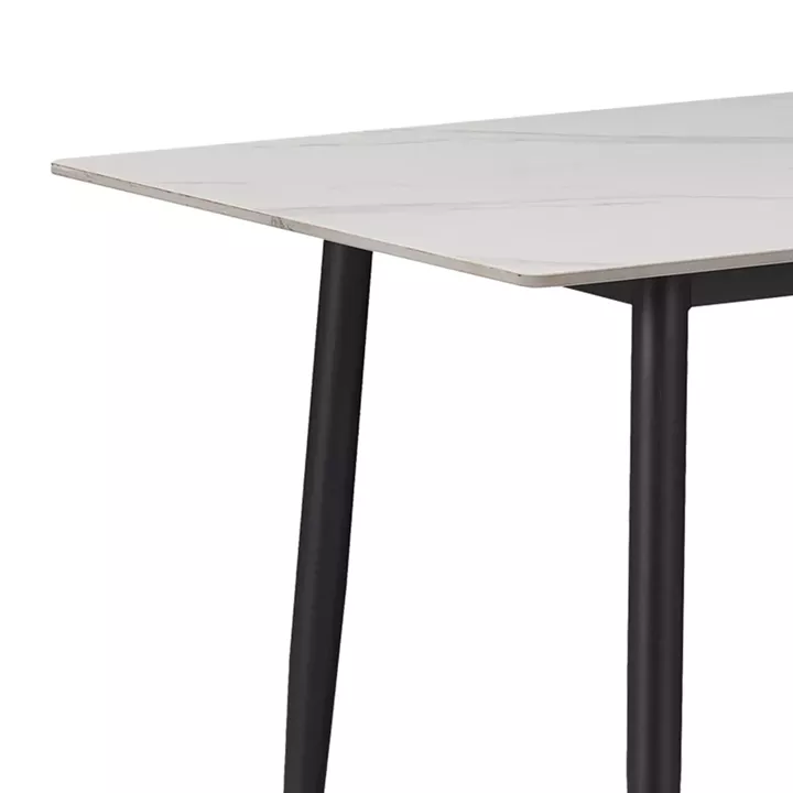 Gustas-Giselle pakoworld dining set 5pcs white marble sintered stone-boucle black 120x60x75cm