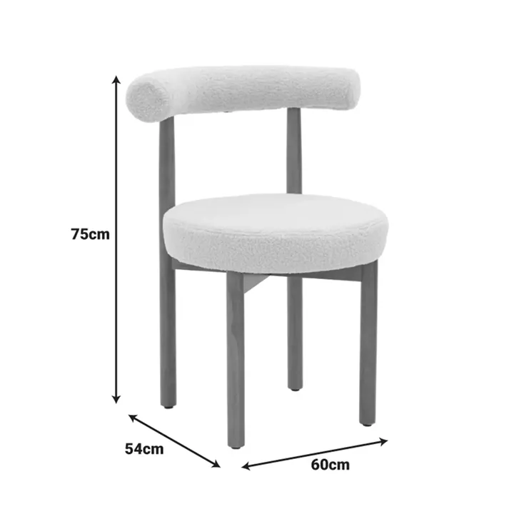 Chair Fenza pakoworld black teddy fabric-beech wood legs in black color 60x54x75cm