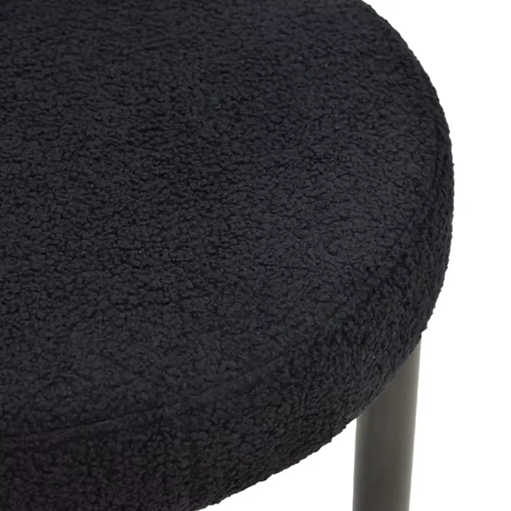 Chair Fenza pakoworld black teddy fabric-beech wood legs in black color 60x54x75cm