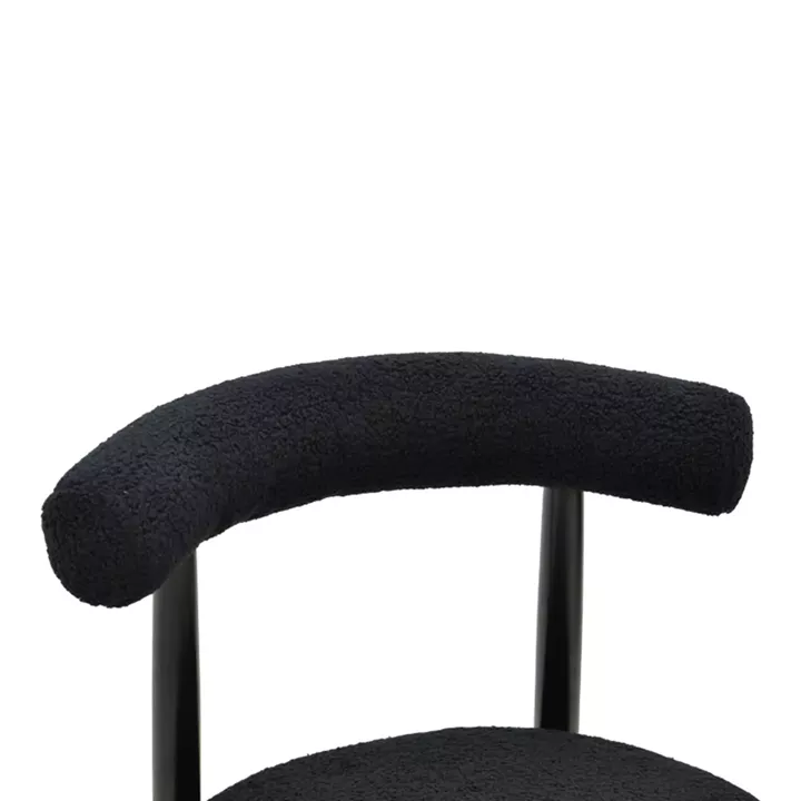 Chair Fenza pakoworld black teddy fabric-beech wood legs in black color 60x54x75cm
