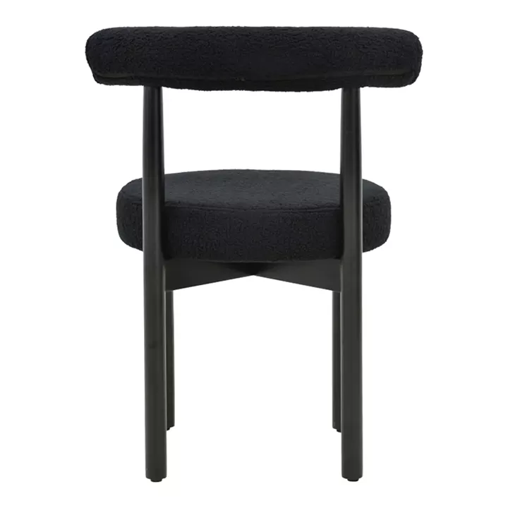 Chair Fenza pakoworld black teddy fabric-beech wood legs in black color 60x54x75cm
