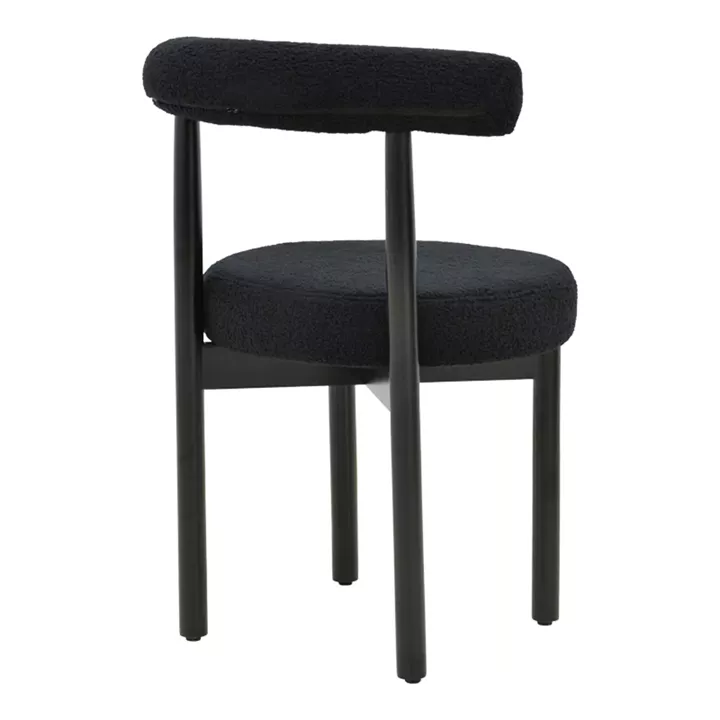 Chair Fenza pakoworld black teddy fabric-beech wood legs in black color 60x54x75cm