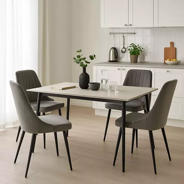 Azori-Gustas pakoworld dining table set of 5 sintered stone-black-anthracite 120x60x75cm