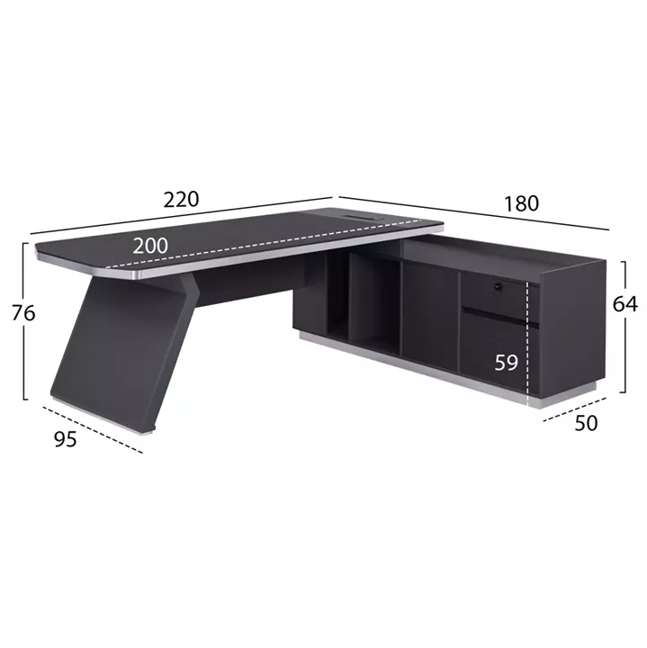 Professional office  right corner Rosewood HM2084R 220x180x76cm