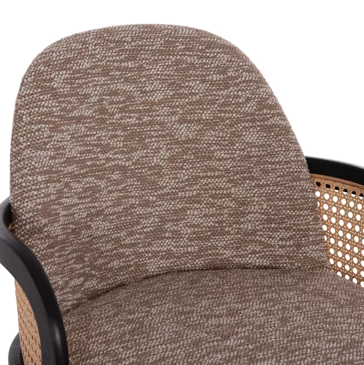BAR STOOL SWIVEL BECKER HM18251.03 PLYWOOD IN BLACK--FABRIC IN BROWN 50x52x100Hcm.
