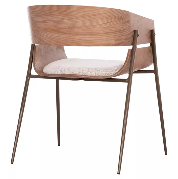 DINING ARMCHAIR KRILL HM18254.01 PLYWOOD IN WHITEWASH--META LEGS IN COPPER COLOR 55.5x55x72Hcm.
