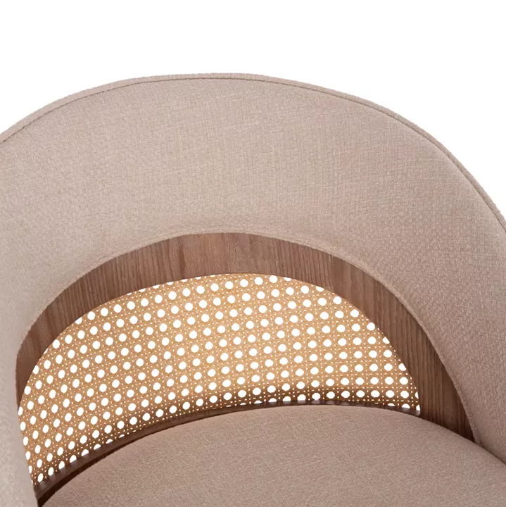 BAR STOOL SWIVEL RIKI HM18253.01 WOODEN LEGS--BEIGE FABRIC 51x53x94Hcm.