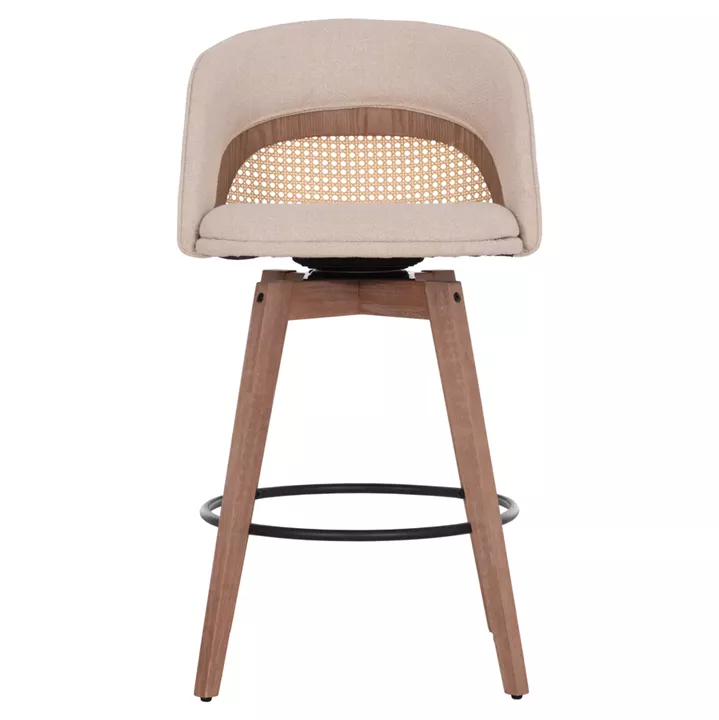 BAR STOOL SWIVEL RIKI HM18253.01 WOODEN LEGS--BEIGE FABRIC 51x53x94Hcm.