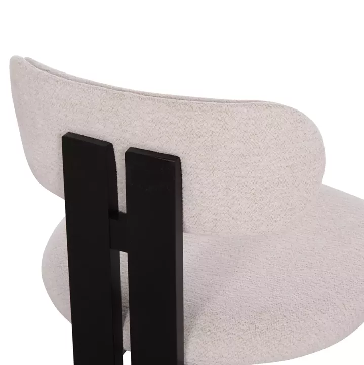 DINING CHAIR KARVO HM18252.02 FABRIC IN CREAM WHITE--WOOD IN BLACK 57x50x78.5Hcm.