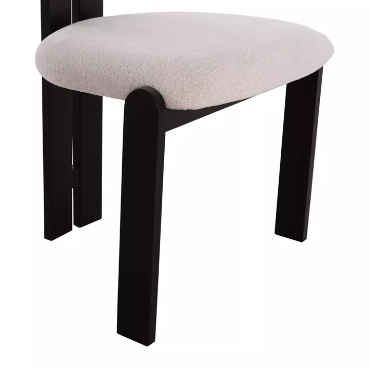 DINING CHAIR KARVO HM18252.02 FABRIC IN CREAM WHITE--WOOD IN BLACK 57x50x78.5Hcm.