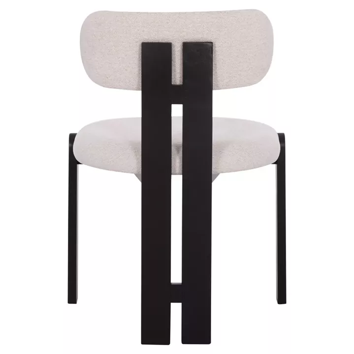 DINING CHAIR KARVO HM18252.02 FABRIC IN CREAM WHITE--WOOD IN BLACK 57x50x78.5Hcm.