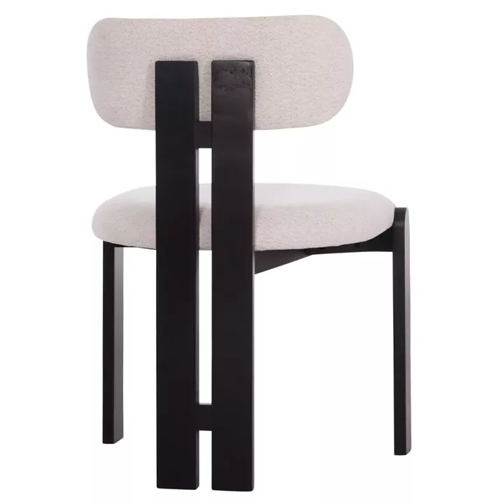DINING CHAIR KARVO HM18252.02 FABRIC IN CREAM WHITE--WOOD IN BLACK 57x50x78.5Hcm.