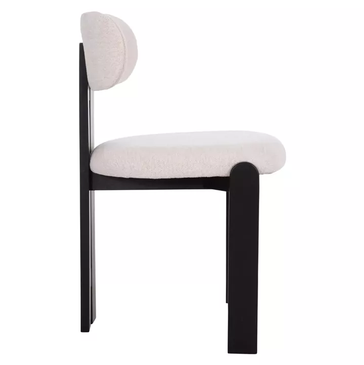 DINING CHAIR KARVO HM18252.02 FABRIC IN CREAM WHITE--WOOD IN BLACK 57x50x78.5Hcm.