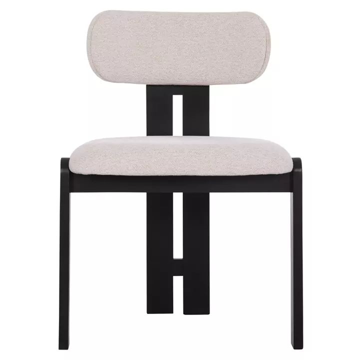 DINING CHAIR KARVO HM18252.02 FABRIC IN CREAM WHITE--WOOD IN BLACK 57x50x78.5Hcm.