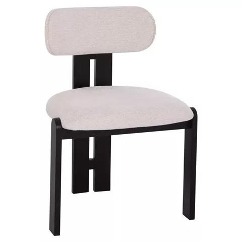 DINING CHAIR KARVO HM18252.02 FABRIC IN CREAM WHITE--WOOD IN BLACK 57x50x78.5Hcm.