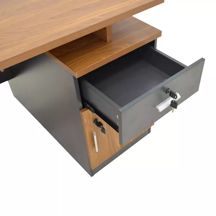 Professional office desk Oscar pakoworld in walnut-dark grey color 150x80x76cm