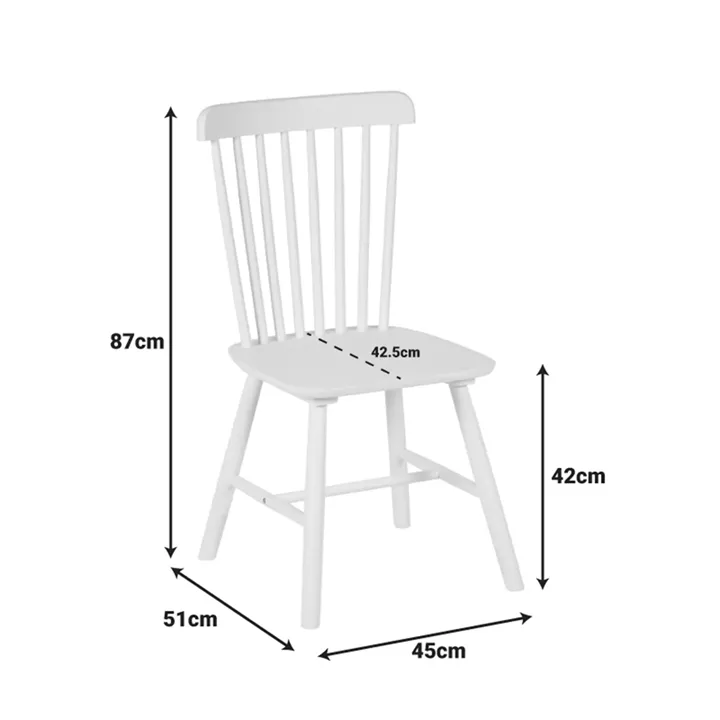 Melia pakoworld rubberwood chair in white shade 45x51x87cm