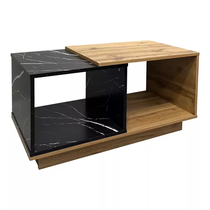 Coffee table Fetix pakoworld in black marble-sonoma shade 90x45x45cm