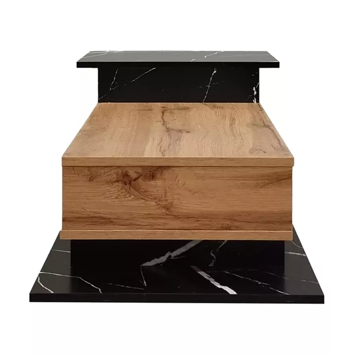 Coffee table Nuvele pakoworld in black marble-sonoma shade 90x50x35cm