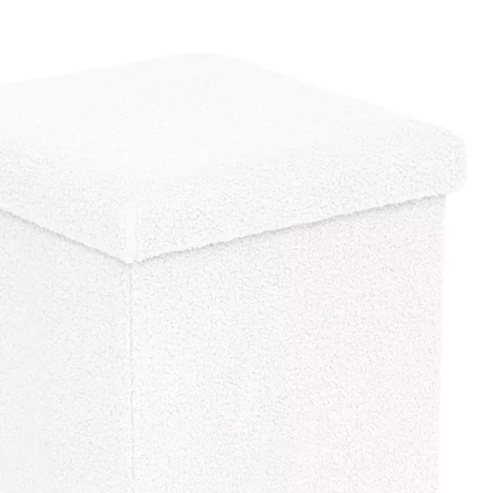 Crystal stool-trunk pakoworld bouclé fabric in ivory shade 38x38x38cm