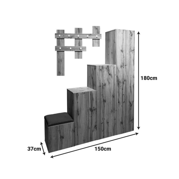 Nenich pakoworld entrance furniture in sonoma shade 150x37x180cm