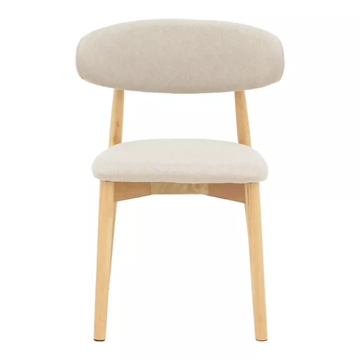 Ubene pakoworld rubberwood and fabric chair in natural and beige shade 46x58x79cm