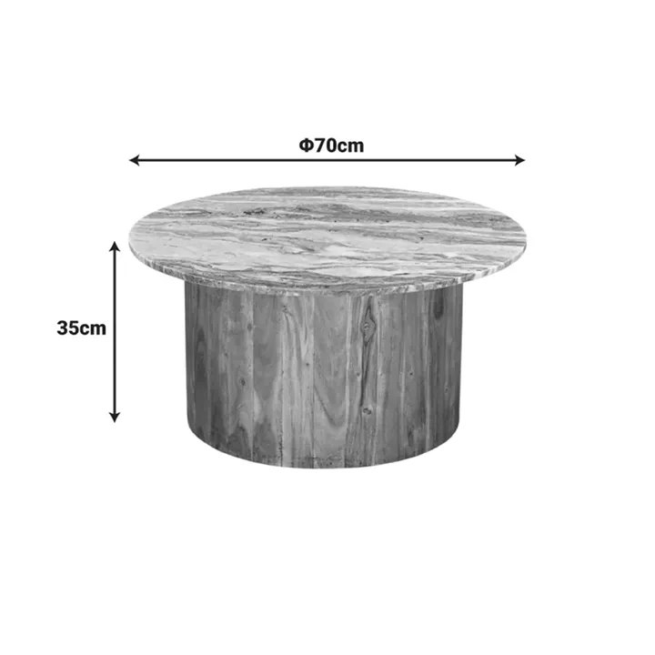 Coffee table Sergy pakoworld set 2 pieces solid acacia wood in natural color and marble top