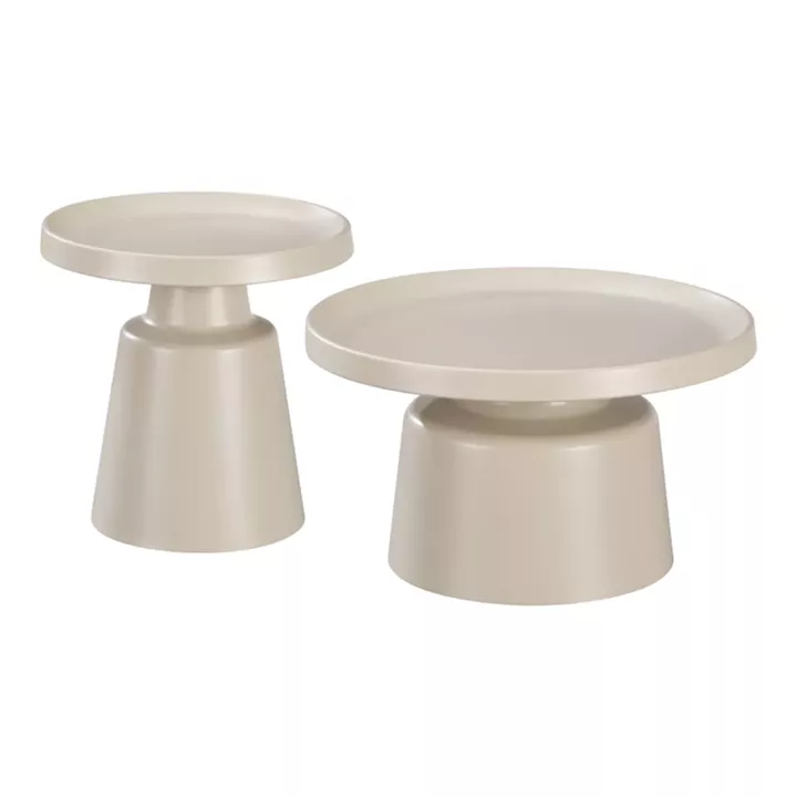 Coffee table Ginoze Inart 2 pieces set in cappuccino color metal