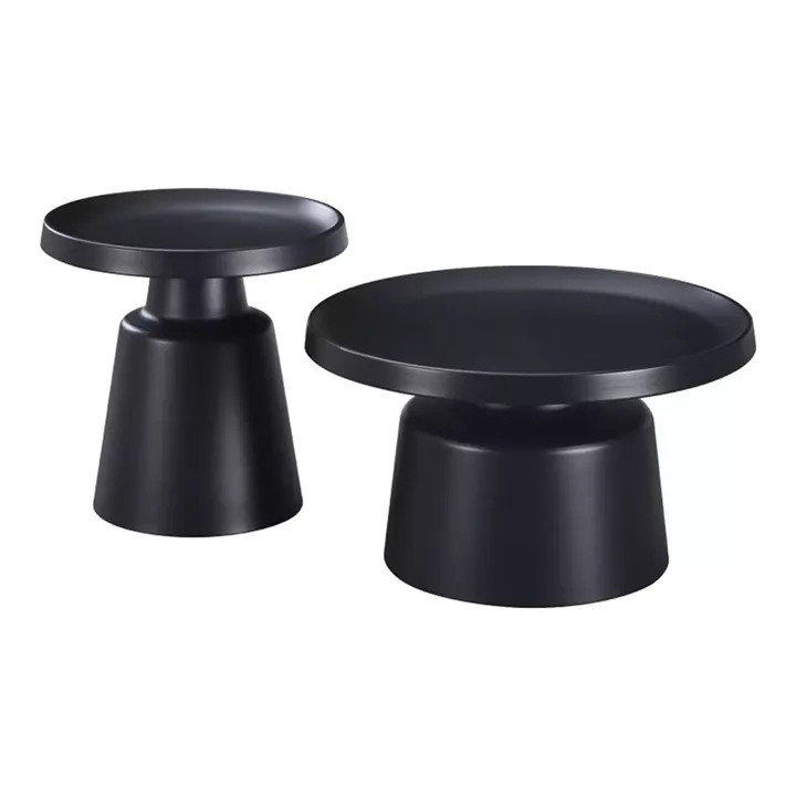 Coffee table Ginoze Inart 2 pieces set in black color metal