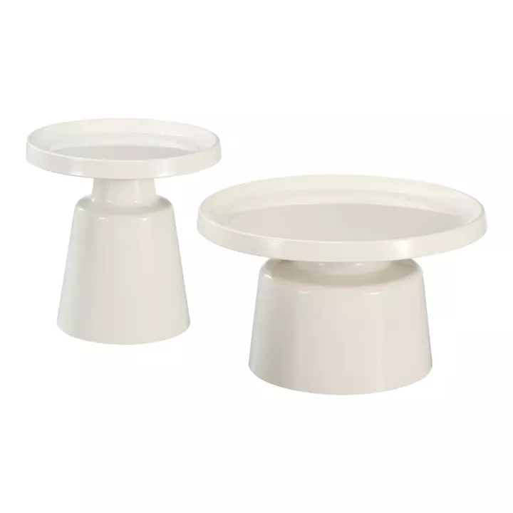 Coffee table Ginoze Inart 2 pieces set in white color metal