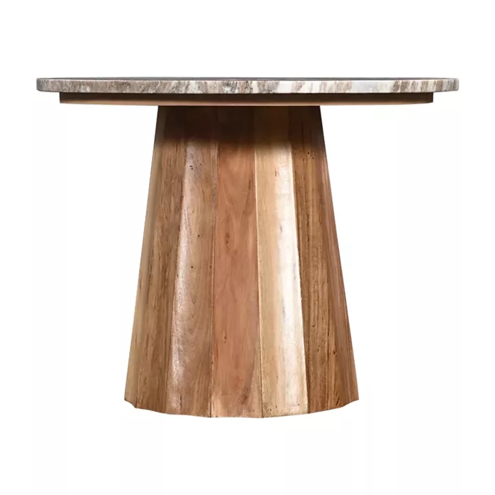 Table Ezerdian pakoworld solid acacia wood in natural color and marble table top D120x76cm