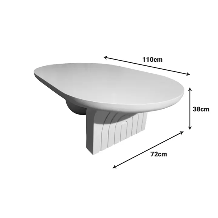 Coffee table Kane pakoworld solid acacia wood in white color 110x72x38cm