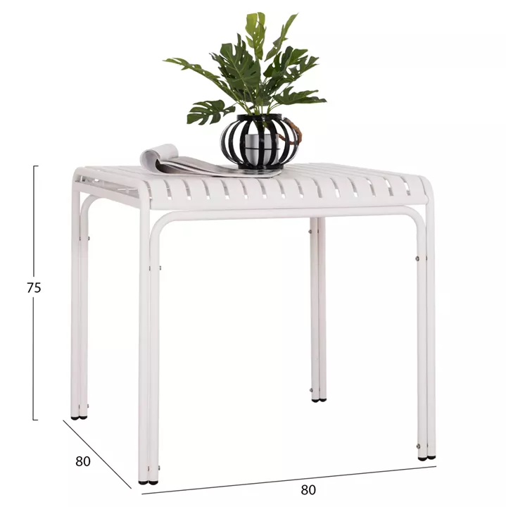 OUTDOOR SQUARE ALUMINUM TABLE RACHEL HM6338.02 WHITE COLOR 80x80x75Hcm.