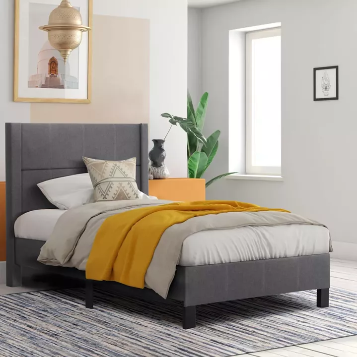 BED TRILLOP HM667.12 GREY FABRIC--FOR SINGLE SIZE MATTRESS 120X200cm