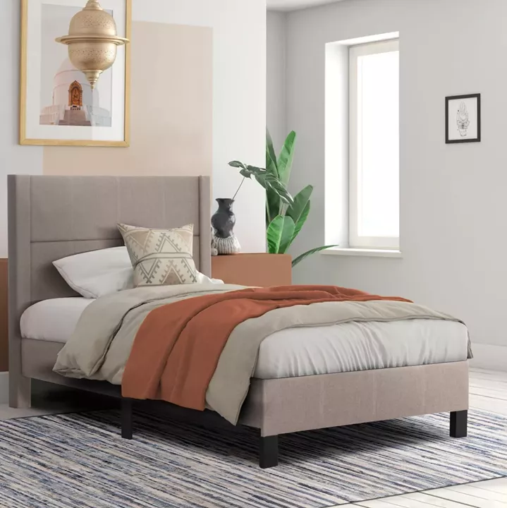 BED TRILLOP HM667.15 BEIGE FABRIC--FOR SINGLE SIZE MATTRESS 120X200cm