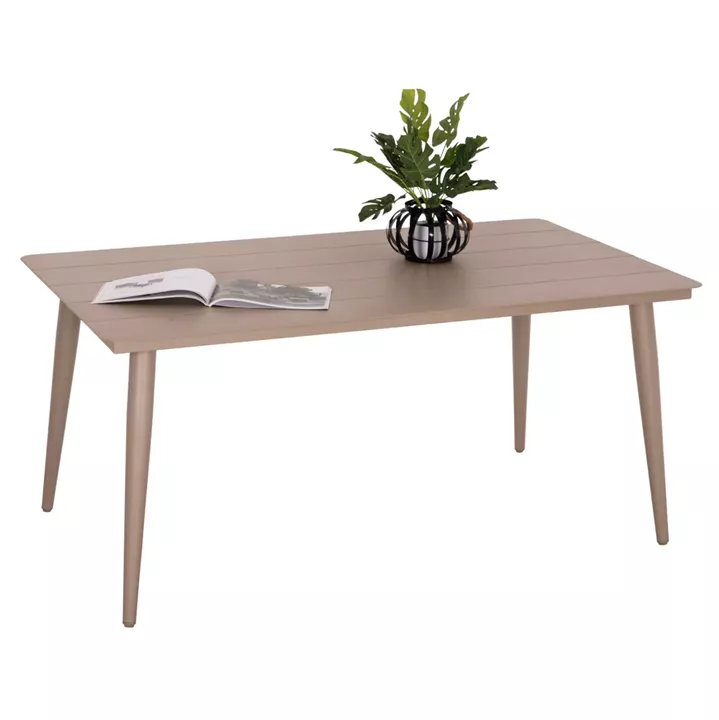 ALUMINUM DINING TABLE RECTANGULAR HIGER HM6291.04 CAPPUCCINO 160x90x78Hcm.