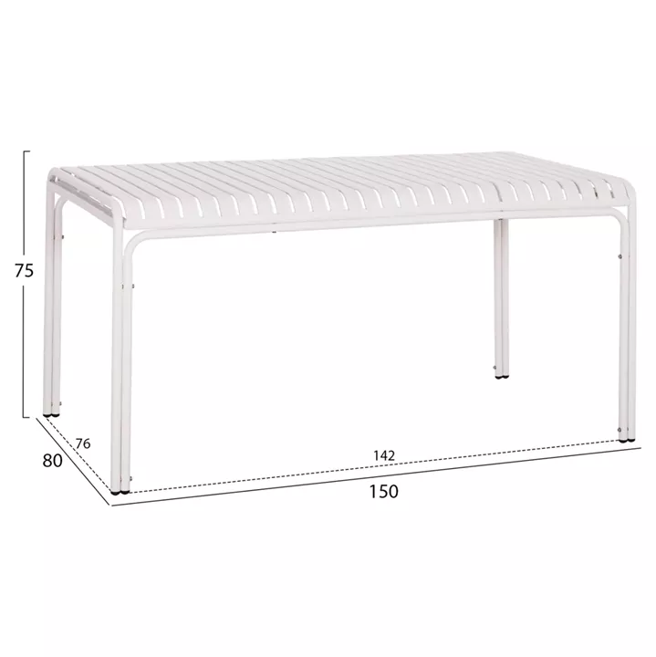 OUTDOOR ALUMINUM TABLE RACHEL HM6339.02 WHITE COLOR 150x80x75Hcm.